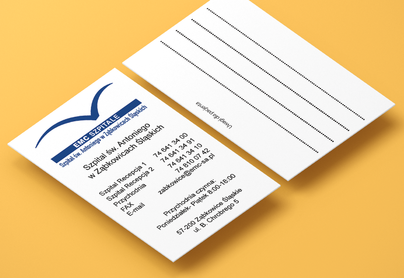 Wizytówki Szpital Św. Antoniego EMC