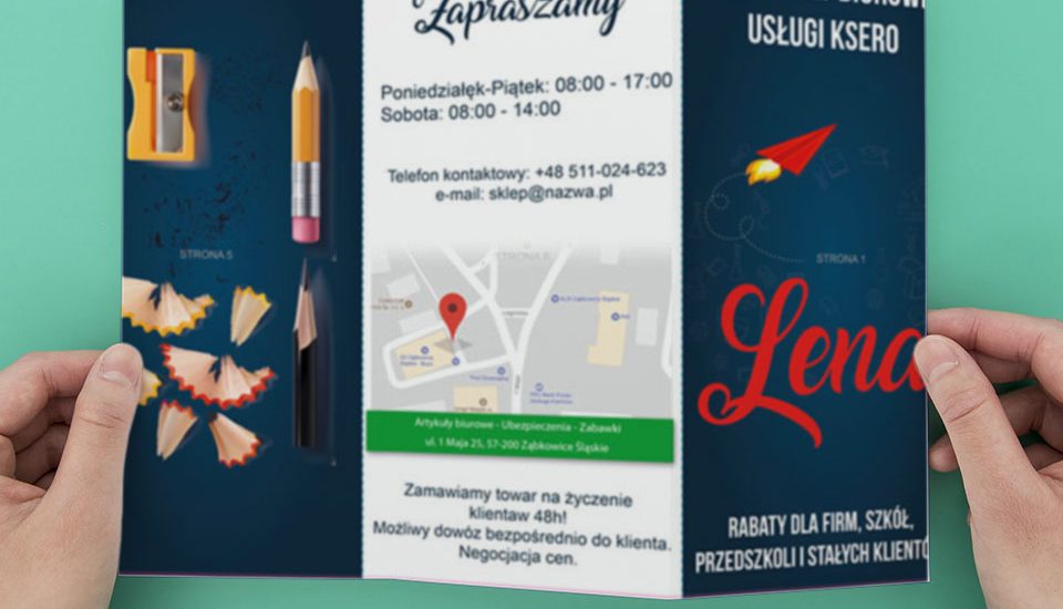 Ulotka trójdzielna, składana typu 3xDL LENA Materiały biurowe