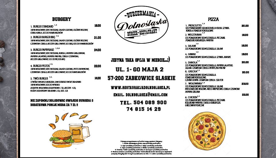 Menu Restauracji Dolnośląskie w postaci Biuwaru