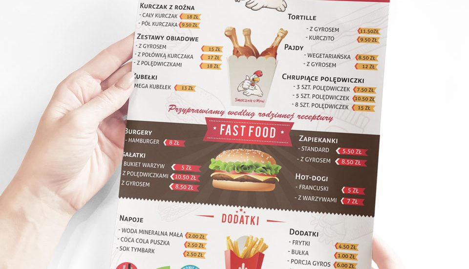 Smacznie u Moni - Menu w postaci ulotki