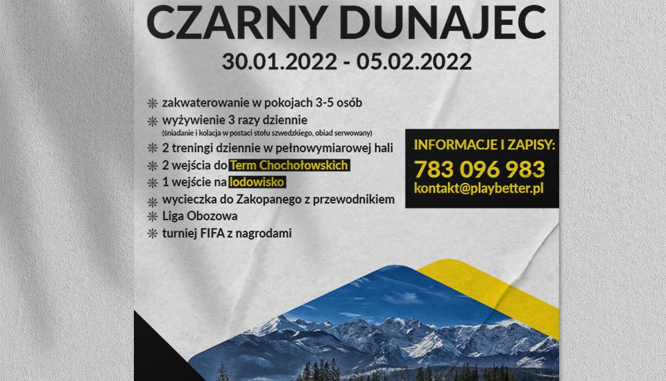 Plakat obozu w Czarnym Dunajcu dla PlayBetter