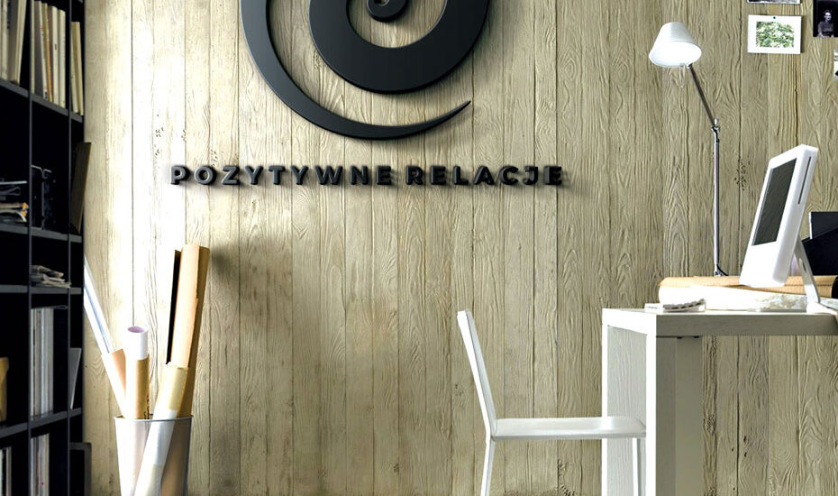 Pozytywne Relacje - Logo w postaci 3D na ścianie